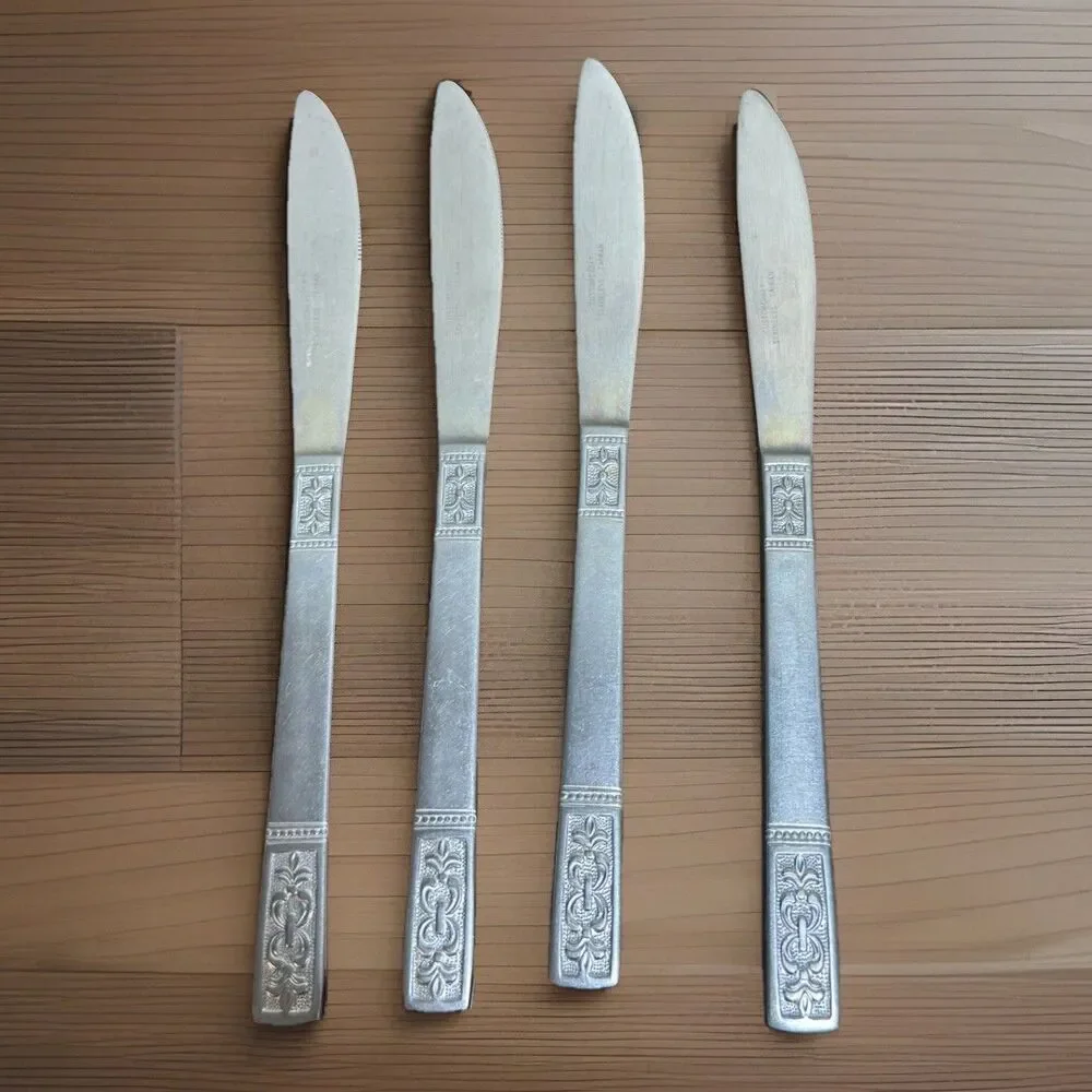 MCM Customcraft Stainless CUS3 Fleur De Lis Flatware 4 Piece Butter Knife Set